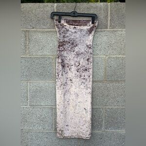 NWT Hot & Delicious Strapless MIDI Dress Mocha Crushed Velvet Bodycon Sz Small